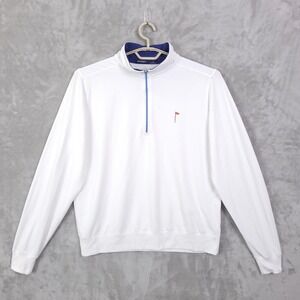 Draddy Sport Sweatshirt Mens Large White 1/4 Zip Stretch Golf Pullover Athletic
